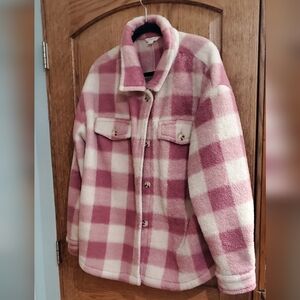 Buffalo plaid sherpa shacket